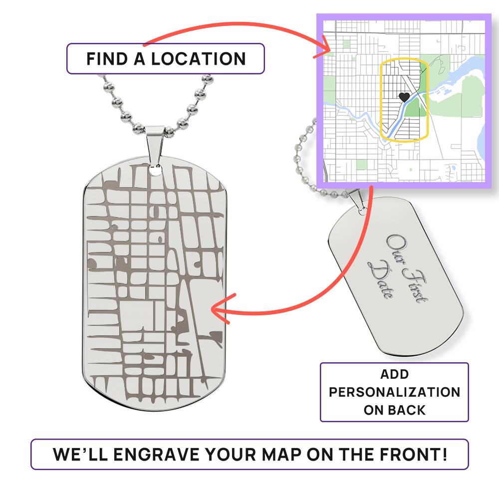 Personalized Map Coordinates Necklace - Custom Engraved Location Jewelry