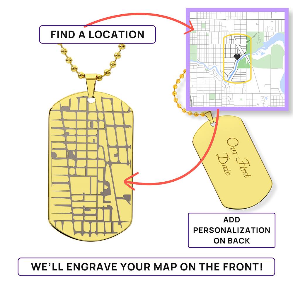 Personalized Map Coordinates Necklace - Custom Engraved Location Jewelry